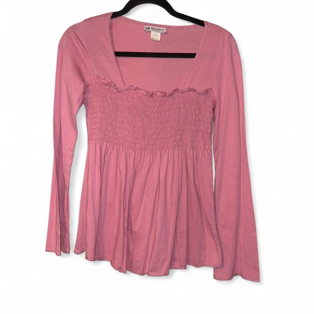 Self Esteem Pink Long-Sleeve Smocked Babydoll  Top